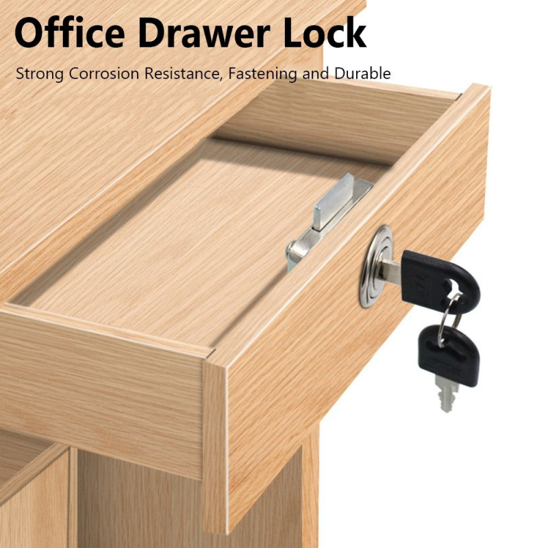 Home Office Desk With Drawers - Anti-Theft Zinc Alloy Drawer Lock with