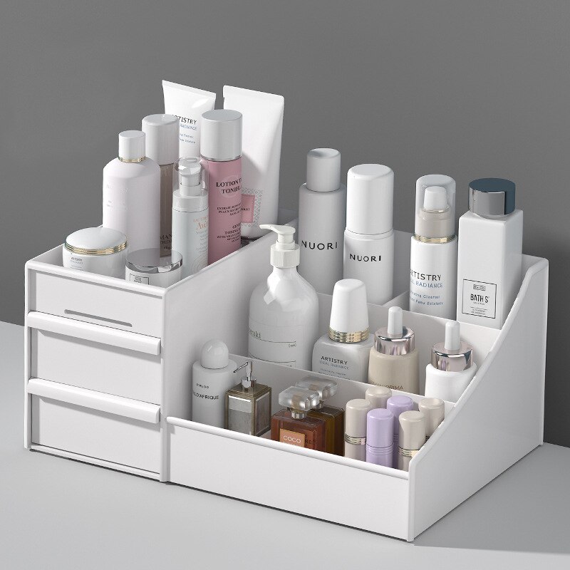 Home Office Desk With Drawers - 1PC White Plastic Makeup Storage Box