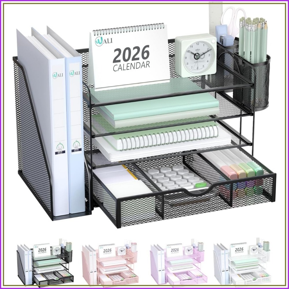 4-Tier Desktop File Organizer  - Home Office Desk With Drawers 评论和价格