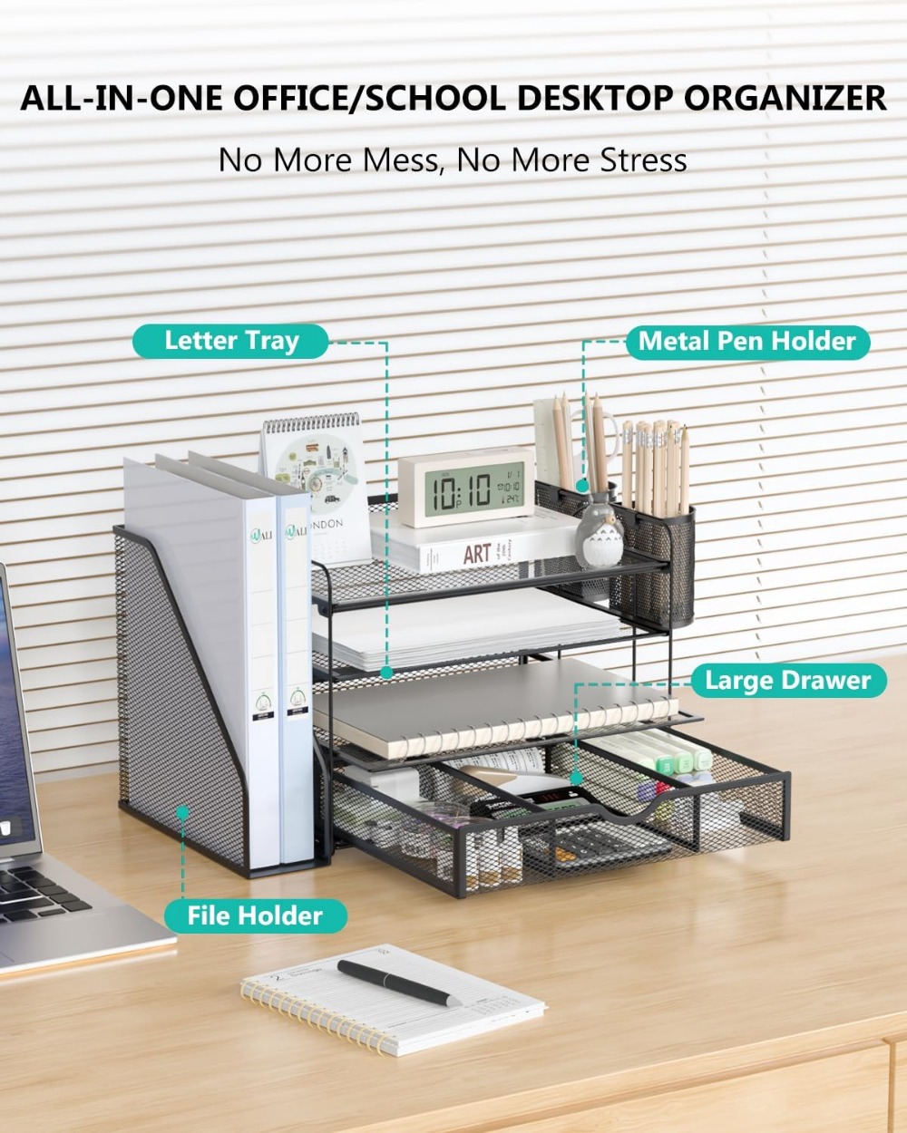 4-Tier Desktop File Organizer  - Home Office Desk With Drawers 评论和价格
