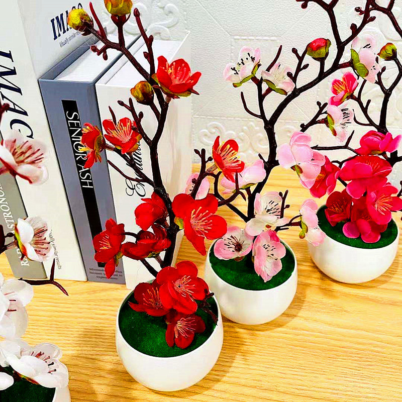 Simulation Plum Flower Pot Pla - Home Office Simulator 评论和价格