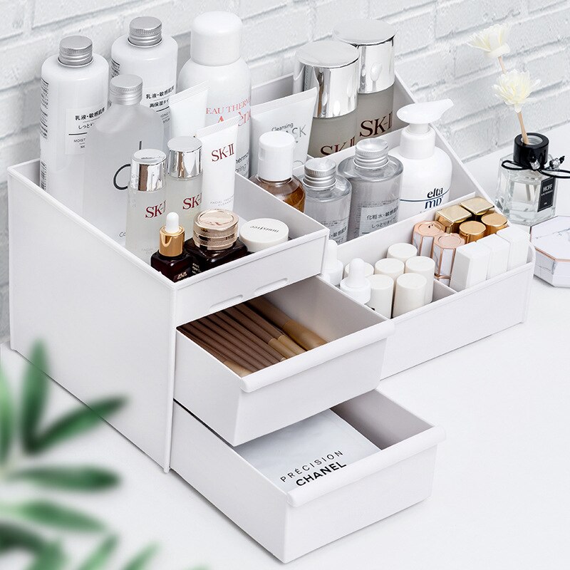 1PC White Plastic Makeup Stora - Home Office Desk With Drawers 评论和价格