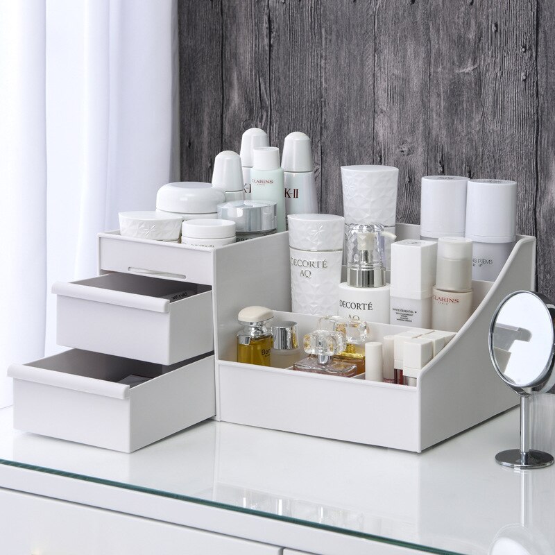 1PC White Plastic Makeup Stora - Home Office Desk With Drawers 评论和价格