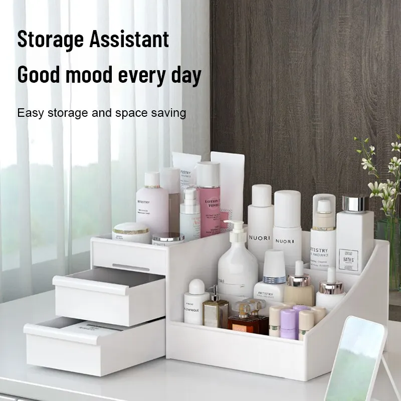 1PC White Plastic Makeup Stora - Home Office Desk With Drawers 评论和价格